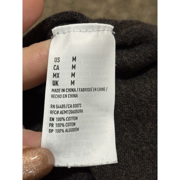 American Eagle Mens Medium Brown V Neck Sweater 100% Cotton Pullover M - Picture 5 of 6